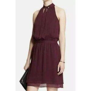Banana Republic Womens Sleeveless Halter Dress Size 4 Burgundy